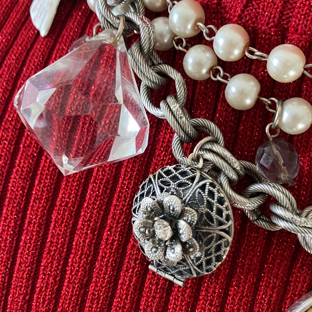 Elegant Silver and Gold Charm Necklace - Picture 4 of 8